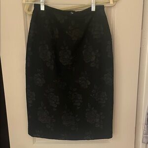 Talbots Elegant Black Floral Pencil Skirt